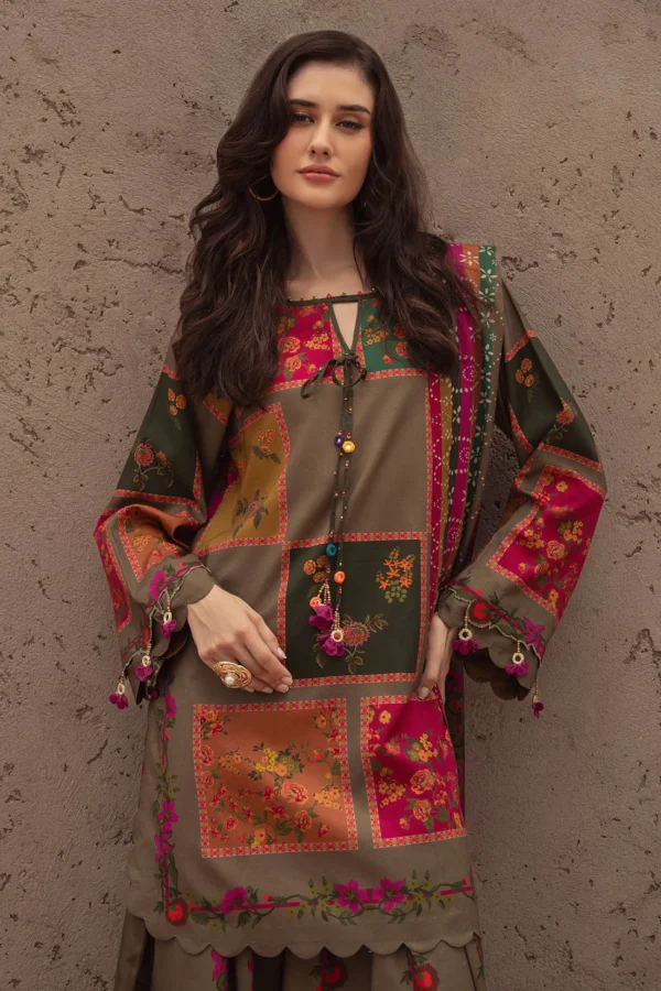 Charizma Printed Lawn 3PC Suit for Women – Brown Multi Color | Unstitched Summer Collection